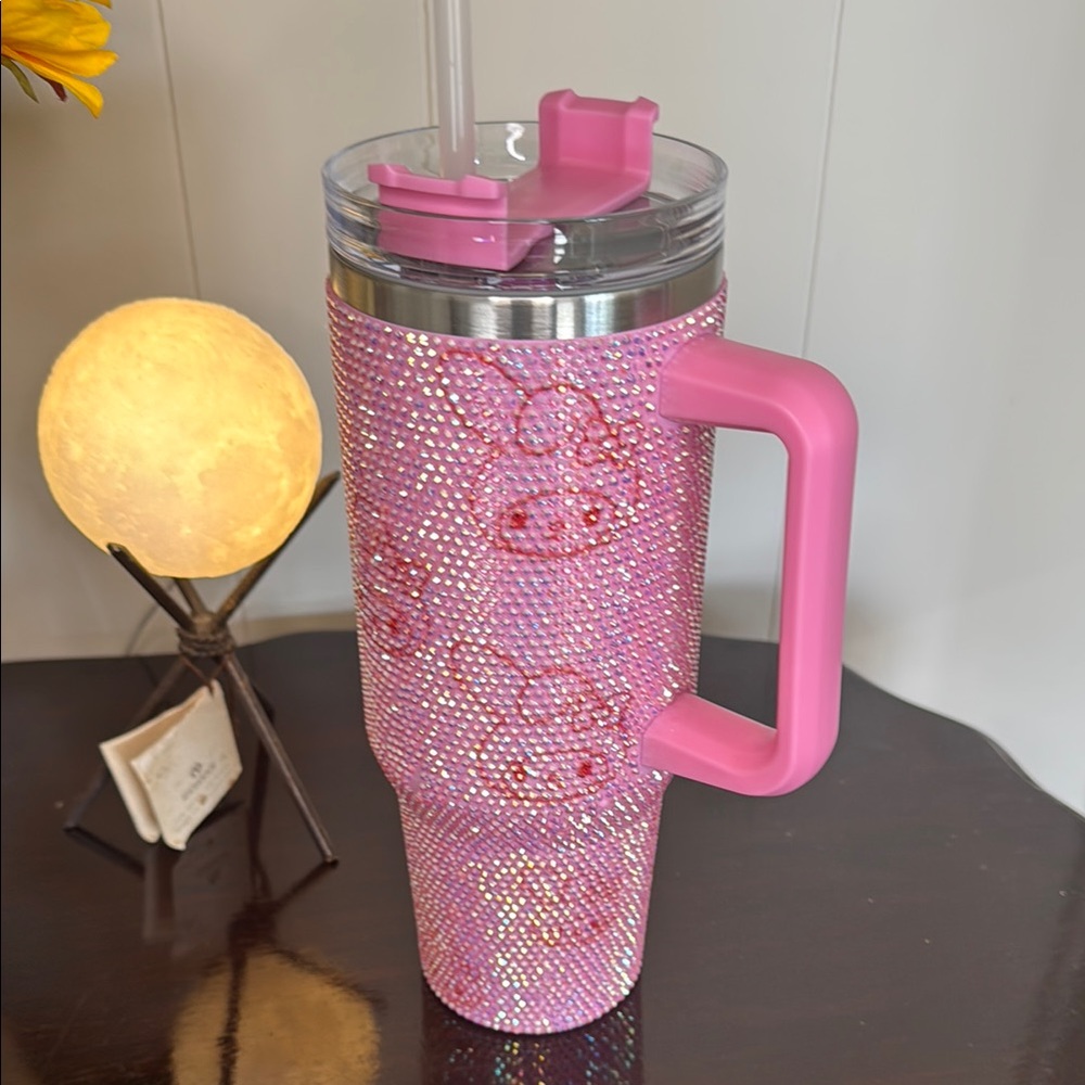 NWOT Rhinestone My Melody Design Pink Tumbler with Straw